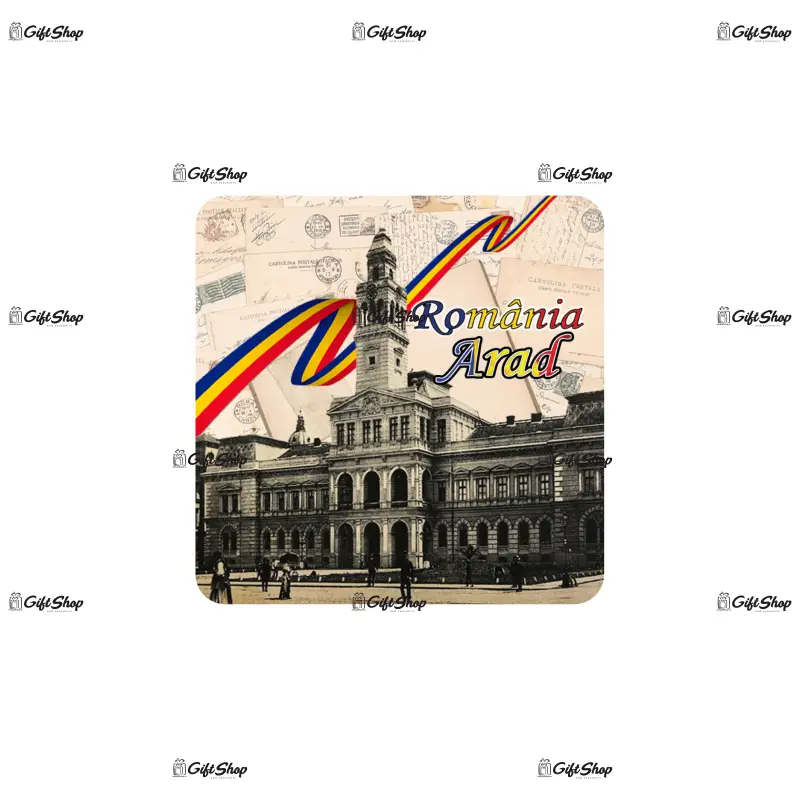 Arad romania, set 6 suporti coster din lemn, model a